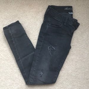 Black distressed jeggings